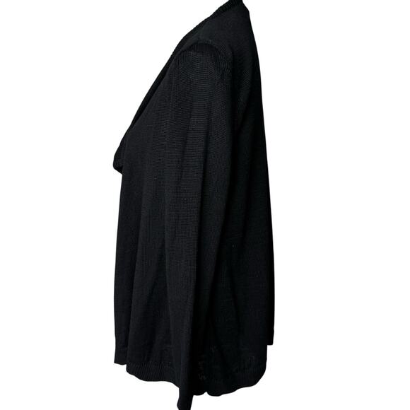 TALBOTS Sweater Womens M Black Open Front Cardigan 100% Linen Natural Fiber - Picture 5 of 10